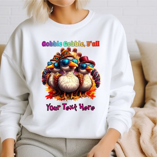 Gobble Gobble Y'all Funky Retro Erntedank Sweatshirt