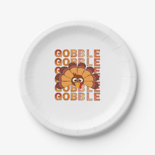 Gobble Goble Truthahn T - Shirt, Herbst T Ess Pappteller (Vorderseite)