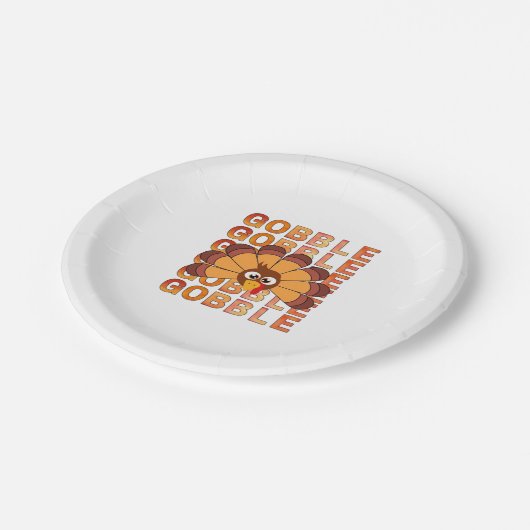 Gobble Goble Truthahn T - Shirt, Herbst T Ess Pappteller (Schrägansicht)