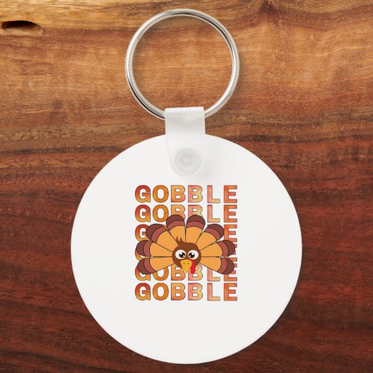Gobble Goble Truthahn T - Shirt, Herbst T Ess Schlüsselanhänger (Vorderseite)