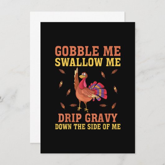 Gobble me Swallow Me Tropfen Gravy Erntedank für m Einladung (Vorne/Hinten)