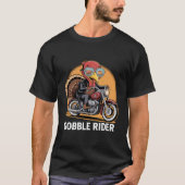 Gobble Rider Turkey - Funny Erntedank Biker T-Shirt (Vorderseite)