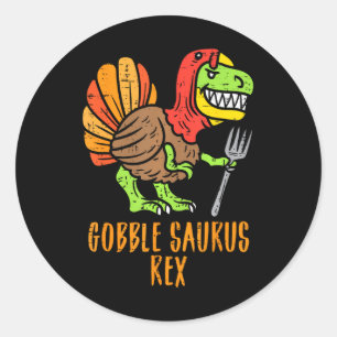 Gobble Saurus Rex Dino Türkei Erntedank Runder Aufkleber