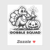 Gobble Squad Funny Erntedank Türkei Design Fan Aufkleber (Blatt)