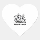 Gobble Squad Funny Erntedank Türkei Design Fan Herz-Aufkleber (Vorderseite)