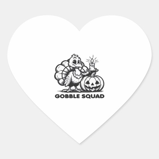 Gobble Squad Funny Erntedank Türkei Design Fan Herz-Aufkleber (Vorderseite)