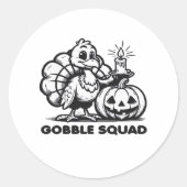 Gobble Squad Funny Erntedank Türkei Design Fan Runder Aufkleber (Vorderseite)