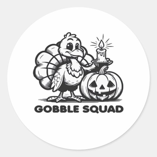 Gobble Squad Funny Erntedank Türkei Design Fan Runder Aufkleber (Vorderseite)