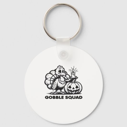 Gobble Squad Funny Erntedank Türkei Design Fan Schlüsselanhänger (Vorderseite)