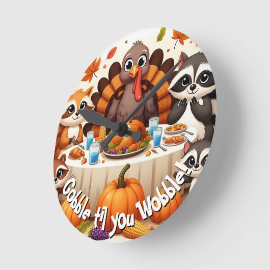 Gobble til we Wobble Runde Wanduhr (Winkel)