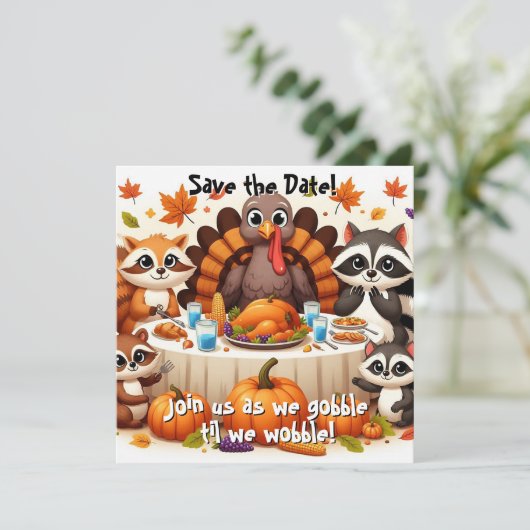 Gobble til we Wobble Save The Date (Stehend Vorderseite)
