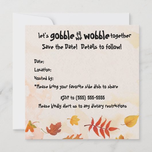 Gobble til we Wobble Save The Date (Rückseite)