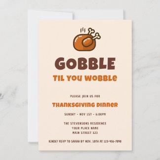 Gobble Til You Wobbile Funny Erntedank Dinner Einladung