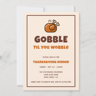 Gobble Til You Wobbile Funny Erntedank Dinner Einladung