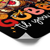 Gobble Til You Wobble Erntedank Day Dabbing Tur Poster (Ecke)