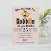 Gobble Til You Wobble Erntedank Einladung (Stehend Vorderseite)