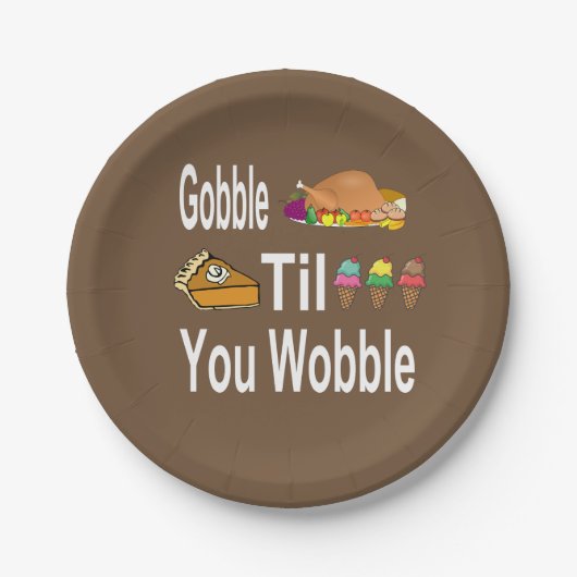 Gobble Til You Wobble Erntedank Pappteller (Vorderseite)