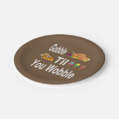 Gobble Til You Wobble Erntedank Pappteller (Schrägansicht)