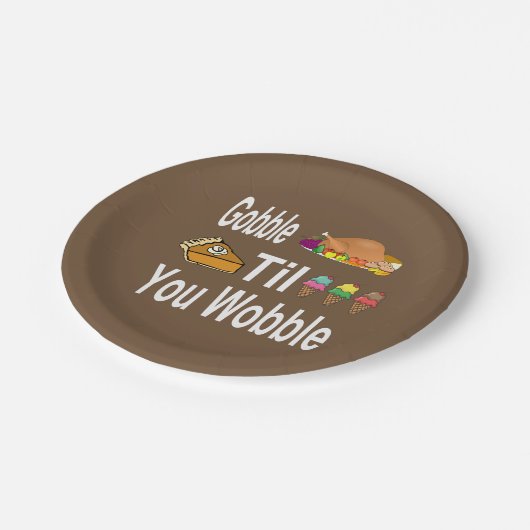 Gobble Til You Wobble Erntedank Pappteller (Schrägansicht)