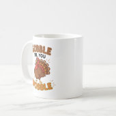 Gobble 'Til You Wobble – Funny Thanksgiving Turkey Kaffeetasse (Vorderseite Links)