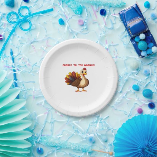Gobble � Til You Wobble Funny Turkey Classic T-Shi Pappteller (Party)