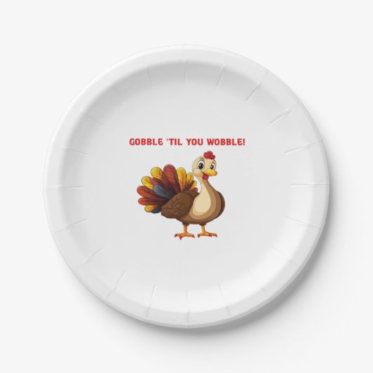Gobble � Til You Wobble Funny Turkey Classic T-Shi Pappteller (Vorderseite)