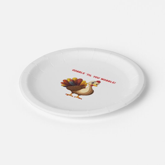 Gobble � Til You Wobble Funny Turkey Classic T-Shi Pappteller (Schrägansicht)