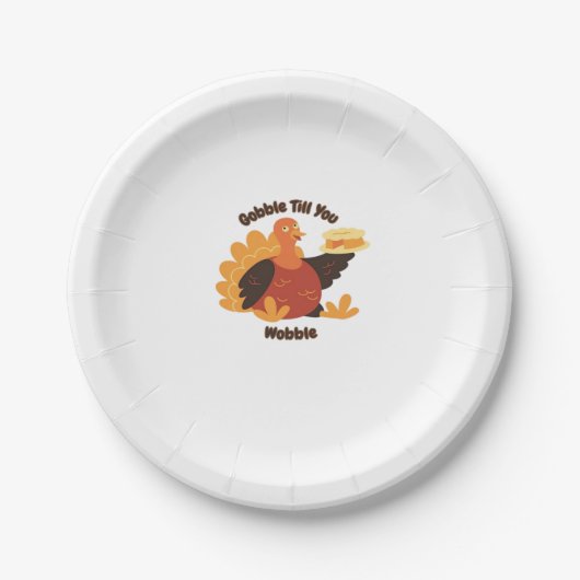 Gobble � Til You Wobble Funny Turkey Design Oversi Pappteller (Vorderseite)