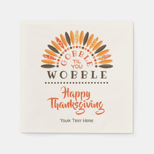 Gobble Til You Wobble - Personalisierter Erntedank Serviette (Vorderseite)