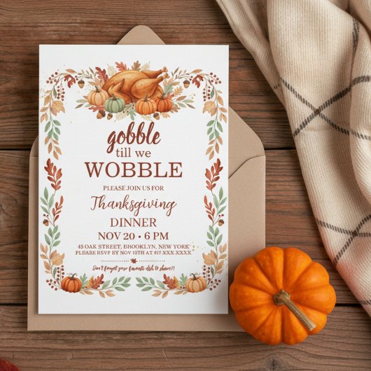 Gobble Till We Wobble Thanksgiving Invitation Einladung