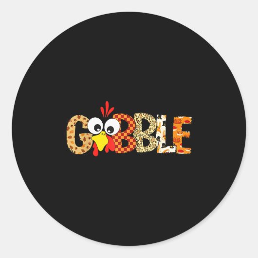 Gobble Till You Wobble Cool Turkey Thanksgiving Go Runder Aufkleber (Vorderseite)