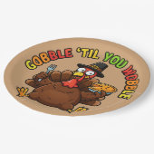 Gobble Till You Wobble Erntedankfest Pappteller (Schrägansicht)