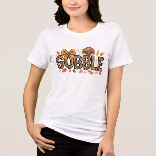 Gobble Truthahn Thanksgiving Coquette Schleife Leo Tri-Blend Shirt