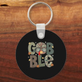 Gobble Turkey Camo Hat Thanksgiving Boys Youth Kid Schlüsselanhänger (Vorderseite)