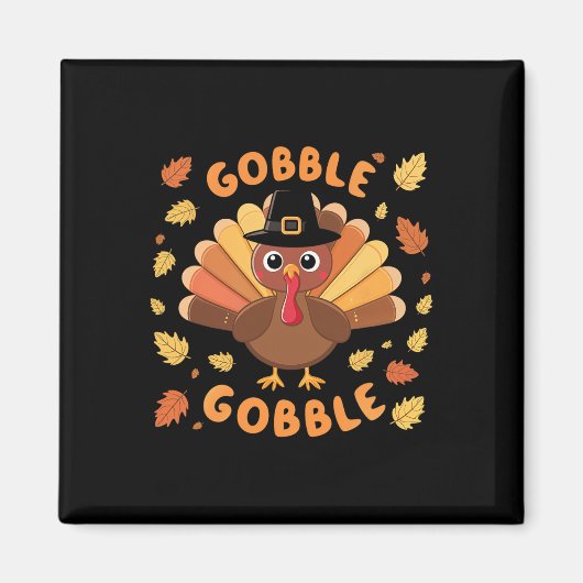 Gobble Turkey Erntedank Herbst Ernte Herbst Magnet (Vorne)