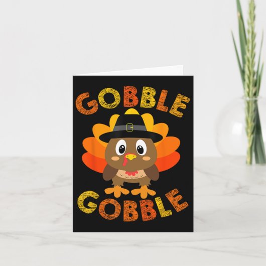 Gobble Turkey Little Boys Girls Kinder Erntedank Karte (Vorderseite)