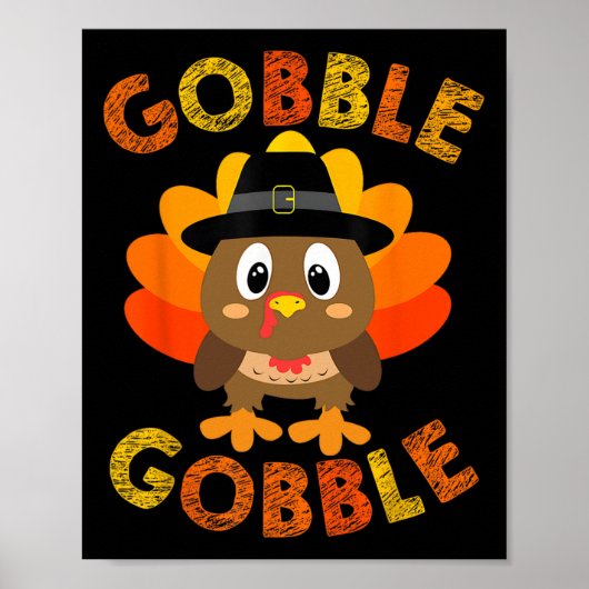 Gobble Turkey Little Boys Girls Kinder Erntedank Poster (Vorne)