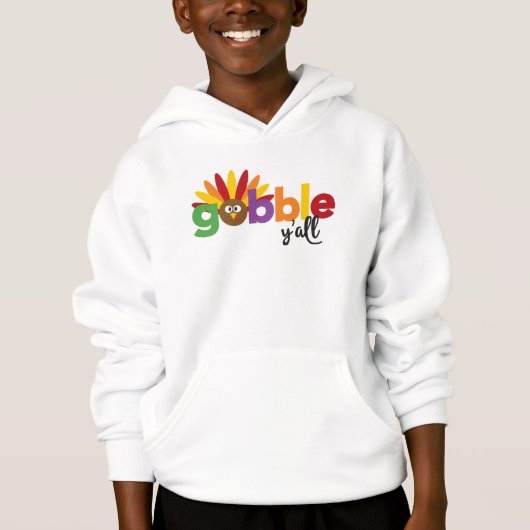 Gobble Yall Funny Erntedank Day Farbige Türkei Hoodie (Vorderseite)