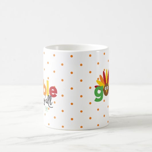 Gobble Y'all Turkey Initial Polka Dot Erntedank Kaffeetasse (Mittel)