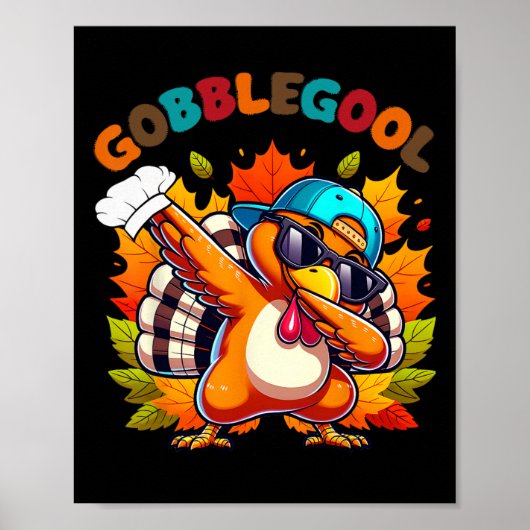 Gobblegool Truthahn Erntedankfest Dabbing-Tanz Poster (Vorne)