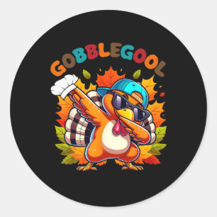 Gobblegool Truthahn Thanksgiving Dabbing Tanz Runder Aufkleber