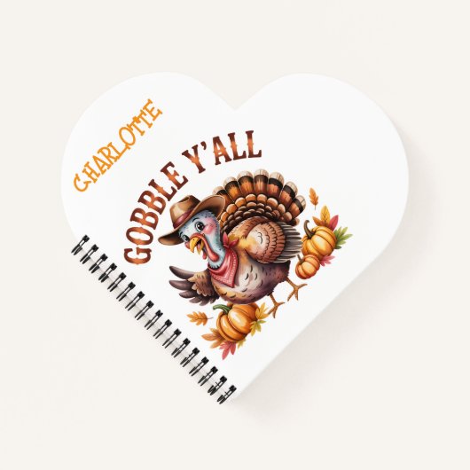 Gobbley'all westlicher Erntedankfest-Style Notizblock (Vorderseite)