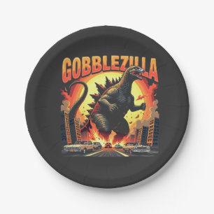 Gobblezilla Spooky Türkei Erntedank Gobble Pappteller