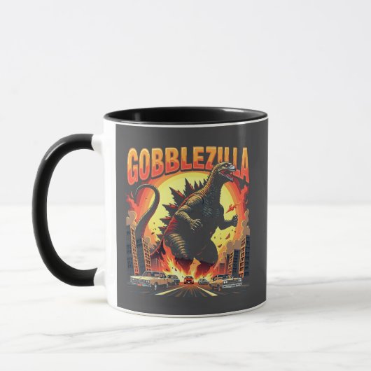 Gobblezilla Spooky Türkei Erntedank Gobble Tasse (Links)