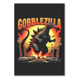 Gobblezilla Spooky Türkei Erntedank Gobble Tischnummer