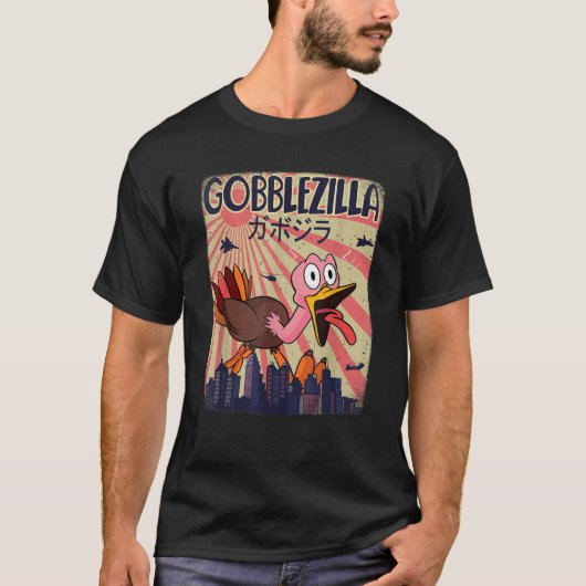 Gobblezilla Türkei Erntedank T-Shirt (Vorderseite)