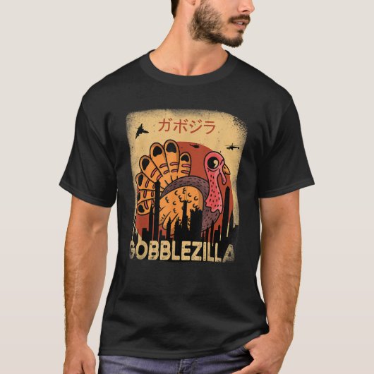Gobblezilla Türkei Erntedank T Shirt (Vorderseite)