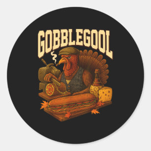 Gobbol Truthahn Gobble Gool Erntedankfest Retro Runder Aufkleber