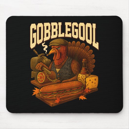 Gobbol Turkey Gobble Gool Thanksgiving Retro Mousepad (Vorne)
