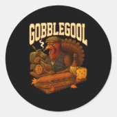 Gobbol Turkey Gobble Gool Thanksgiving Retro Runder Aufkleber (Vorderseite)